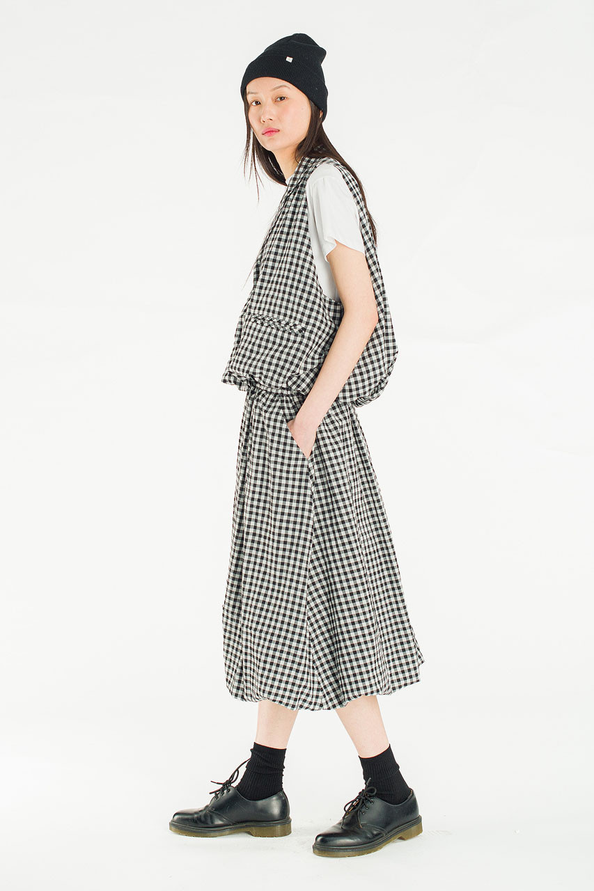 April Gingham Balloon Skirt, Black