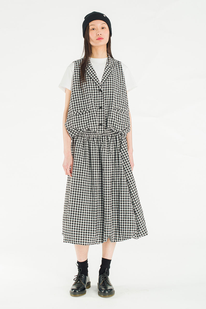 April Gingham Balloon Skirt, Black