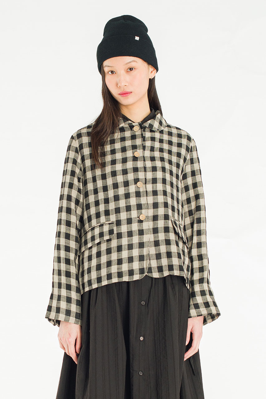 Emile Gingham Check Jacket, Black
