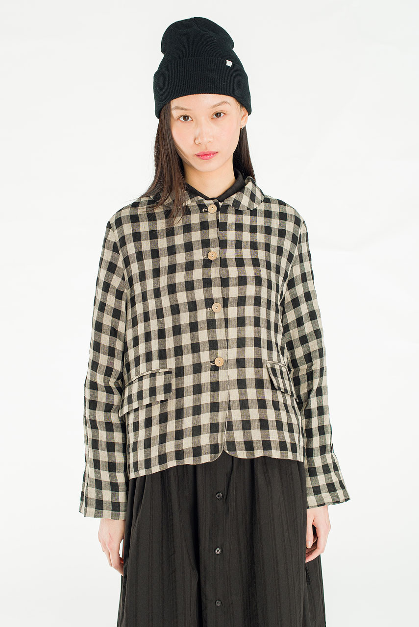 Emile Gingham Check Jacket, Black