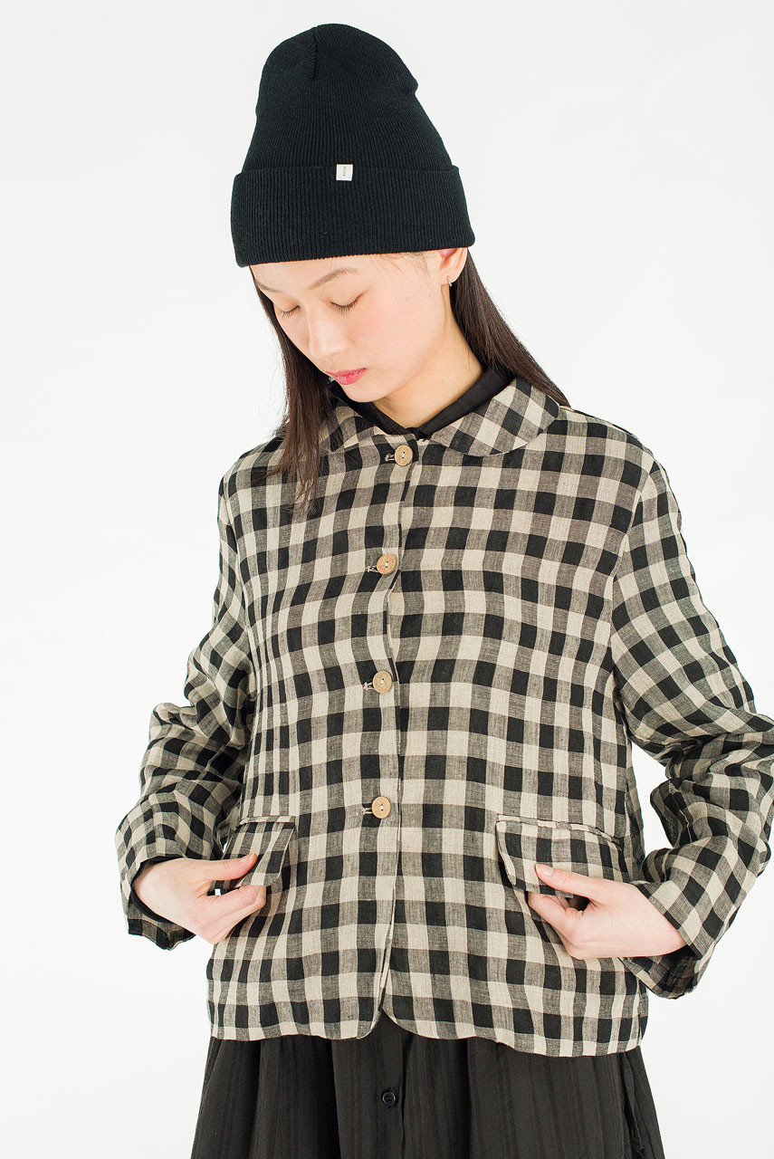 Emile Gingham Check Jacket, Black