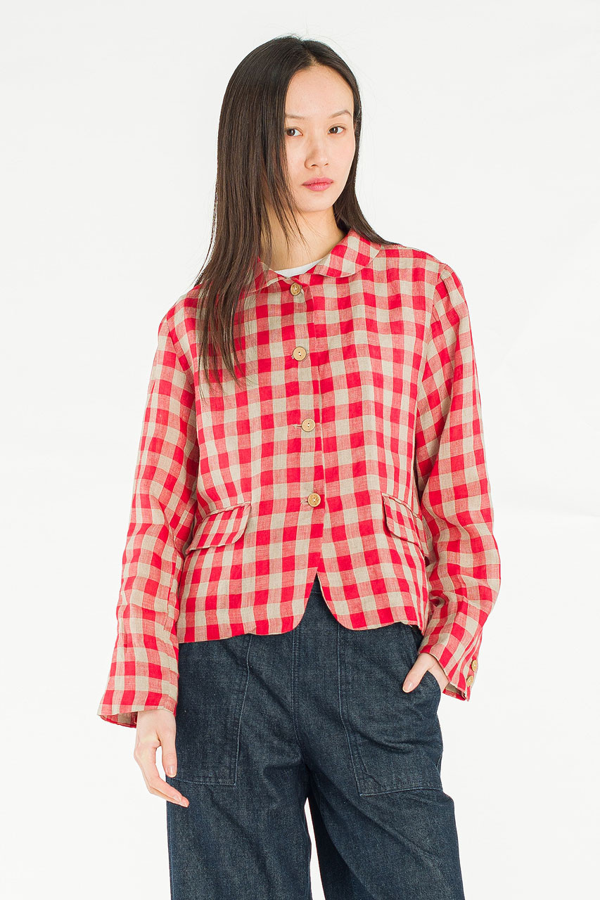 Emile Gingham Check Jacket, Red