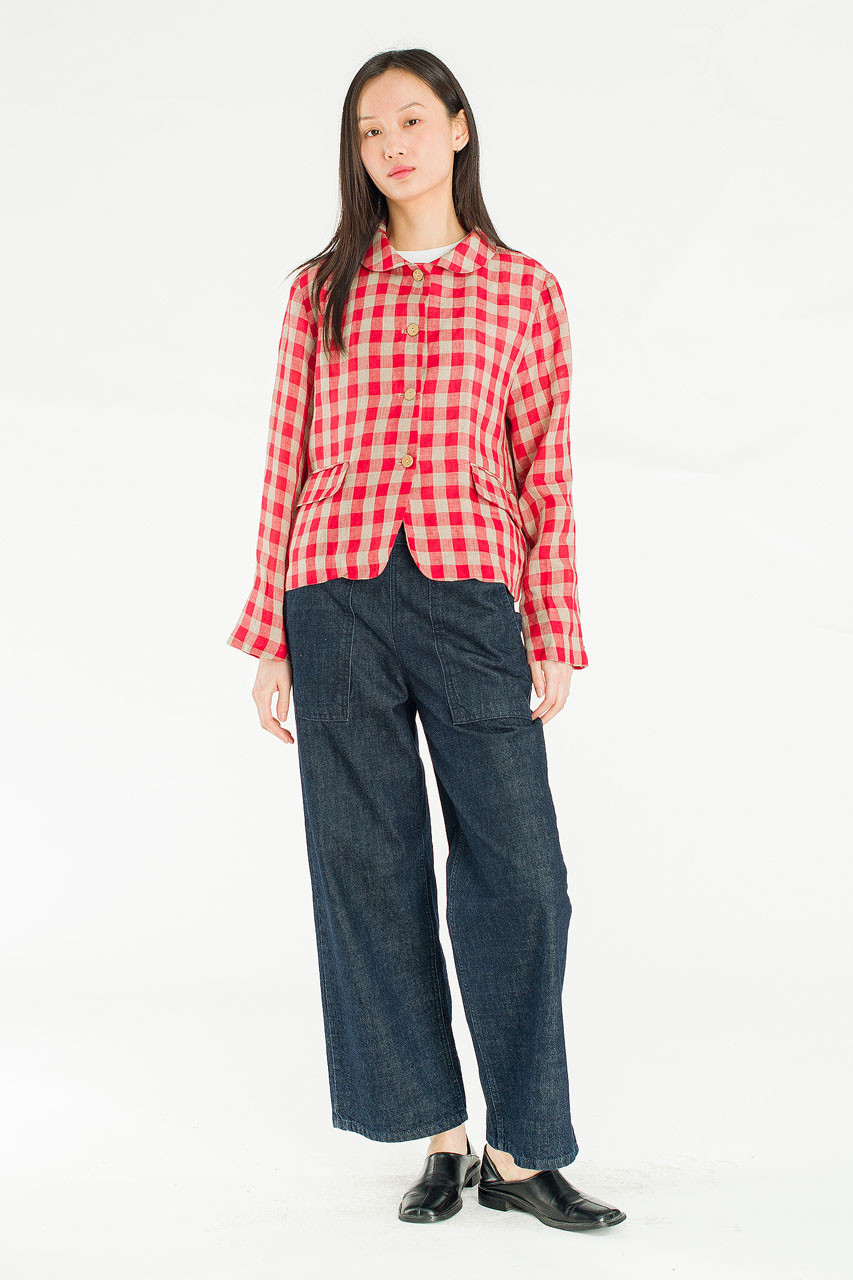 Emile Gingham Check Jacket, Red