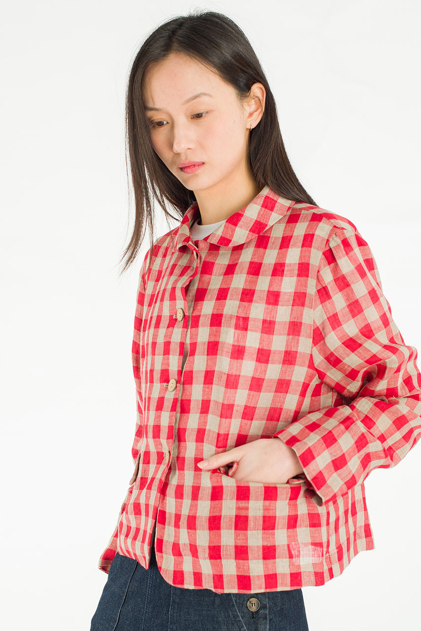 Emile Gingham Check Jacket, Red