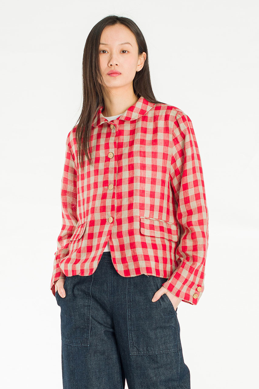 Emile Gingham Check Jacket, Red