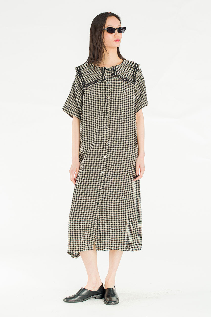 Nobil Sailor Check Dress, Black