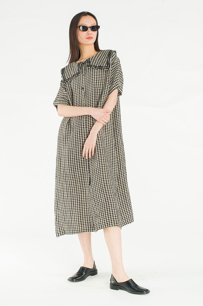 Nobil Sailor Check Dress, Black