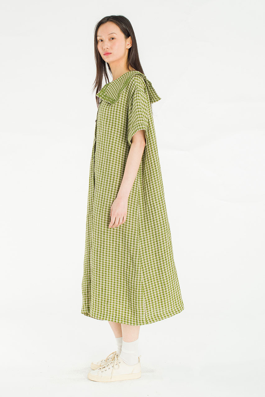 Nobil Sailor Check Dress, Khaki