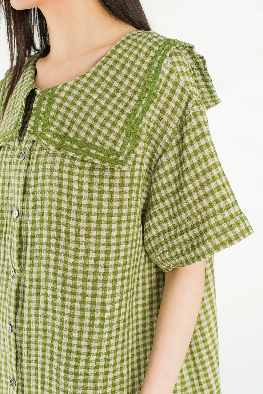 Nobil Sailor Check Dress, Khaki