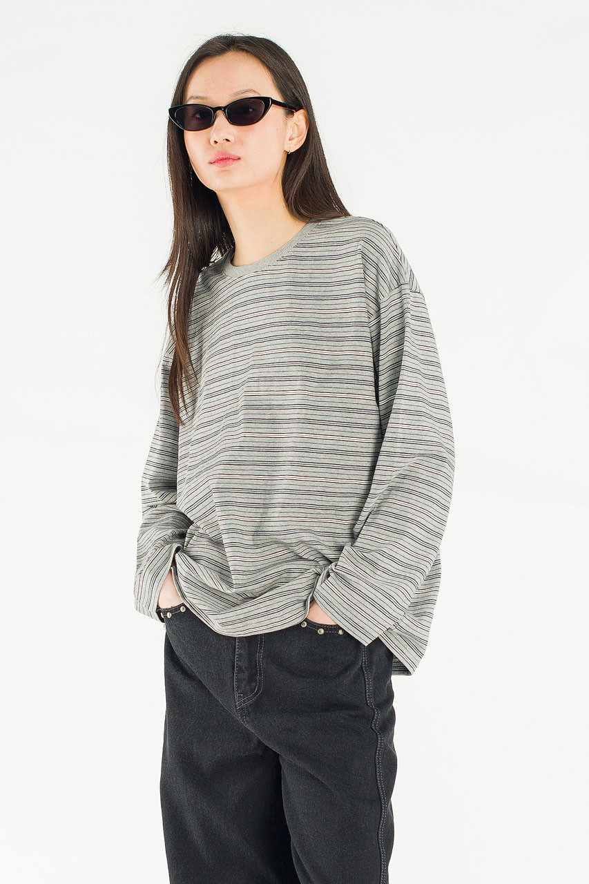Blooming Double Stripe Tee, Grey