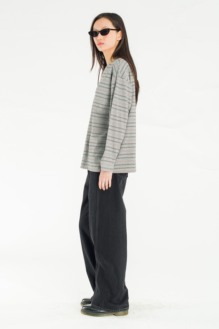 Blooming Double Stripe Tee, Grey