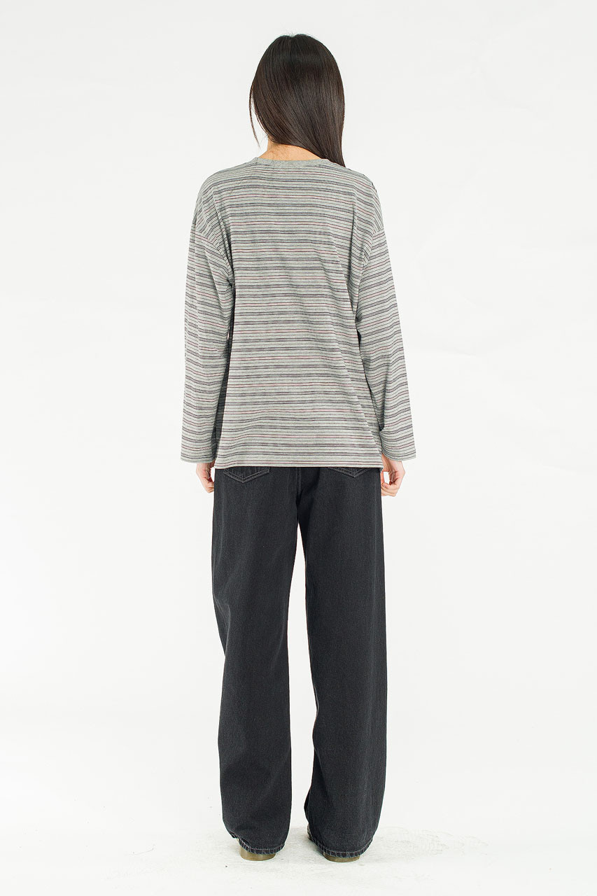 Blooming Double Stripe Tee, Grey