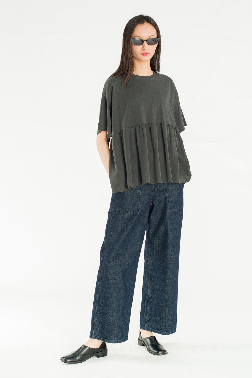 Frill Short Sleeve Tee, Charcoal