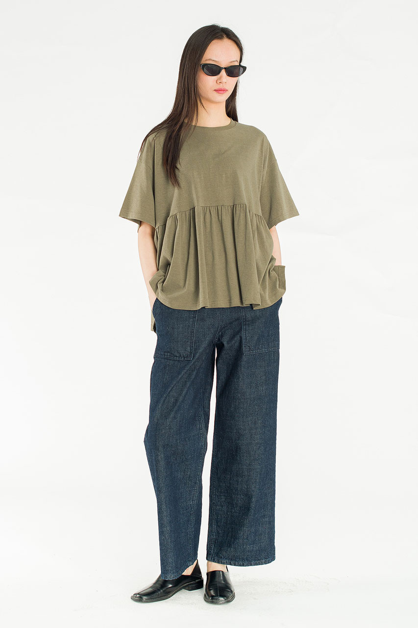 Frill Short Sleeve Tee, Khaki