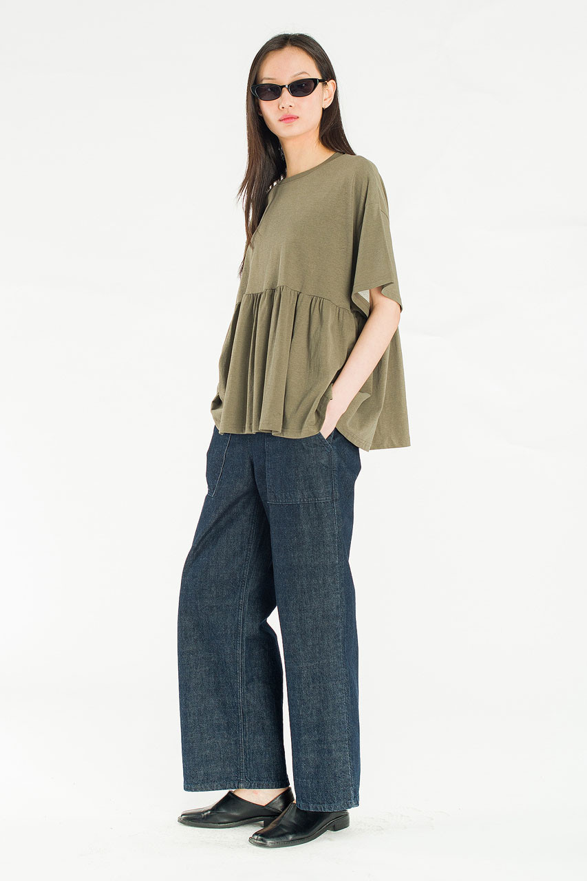 Frill Short Sleeve Tee, Khaki