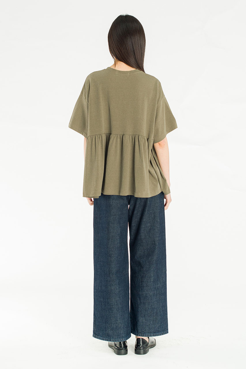 Frill Short Sleeve Tee, Khaki