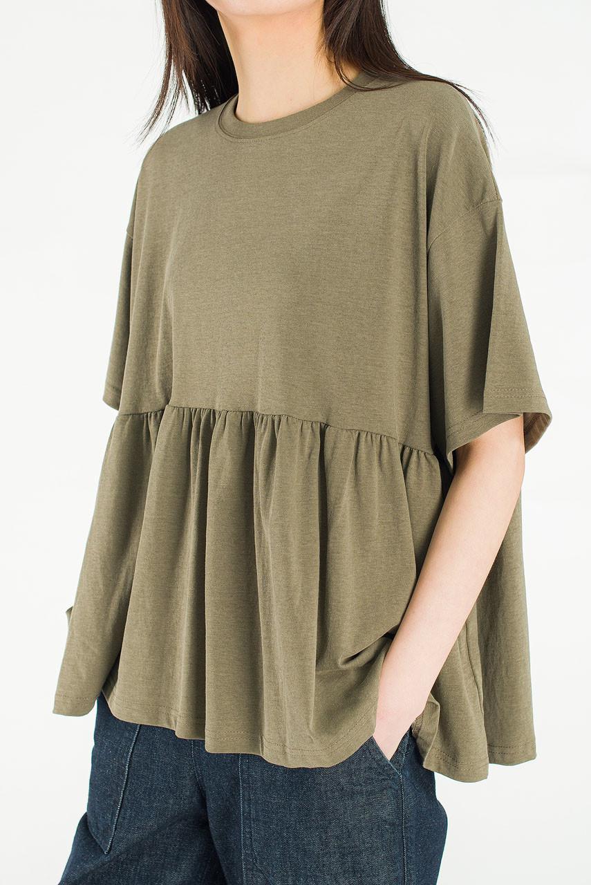Frill Short Sleeve Tee, Khaki