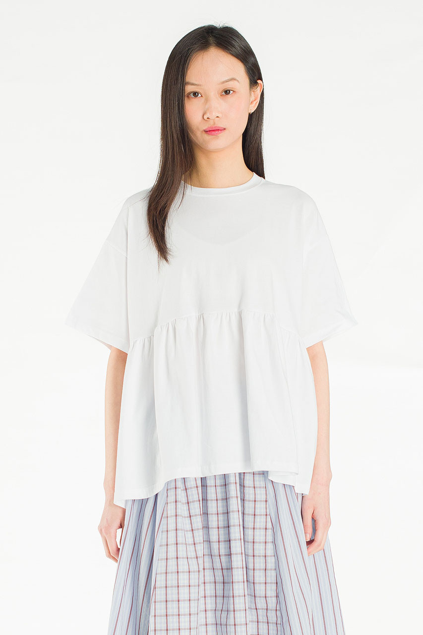 Frill Short Sleeve Tee, Ivory