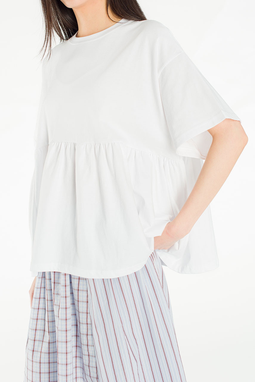 Frill Short Sleeve Tee, Ivory