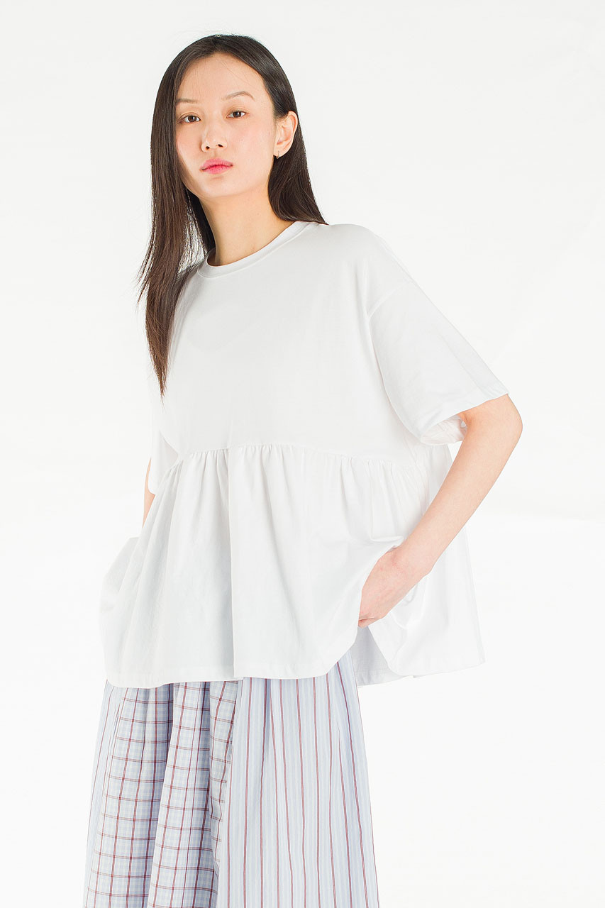 Frill Short Sleeve Tee, Ivory