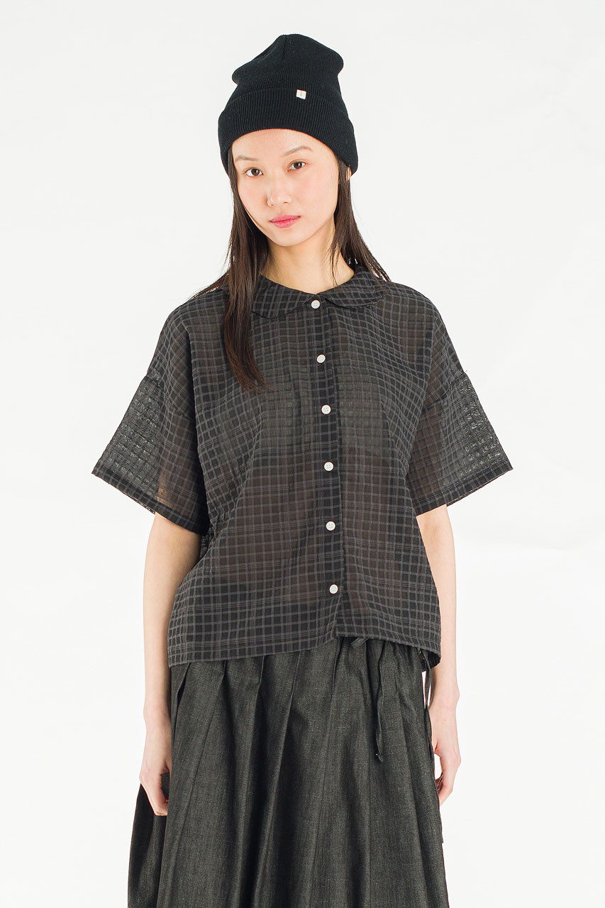 Glam Check Blouse, Black