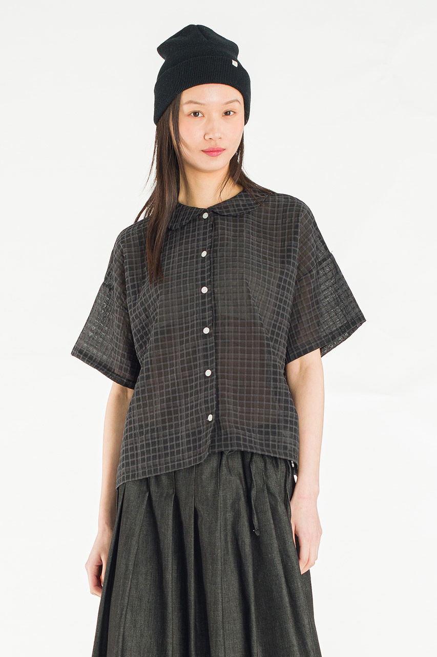 Glam Check Blouse, Black