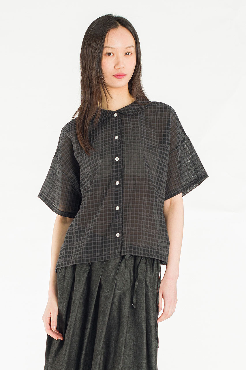 Glam Check Blouse, Black
