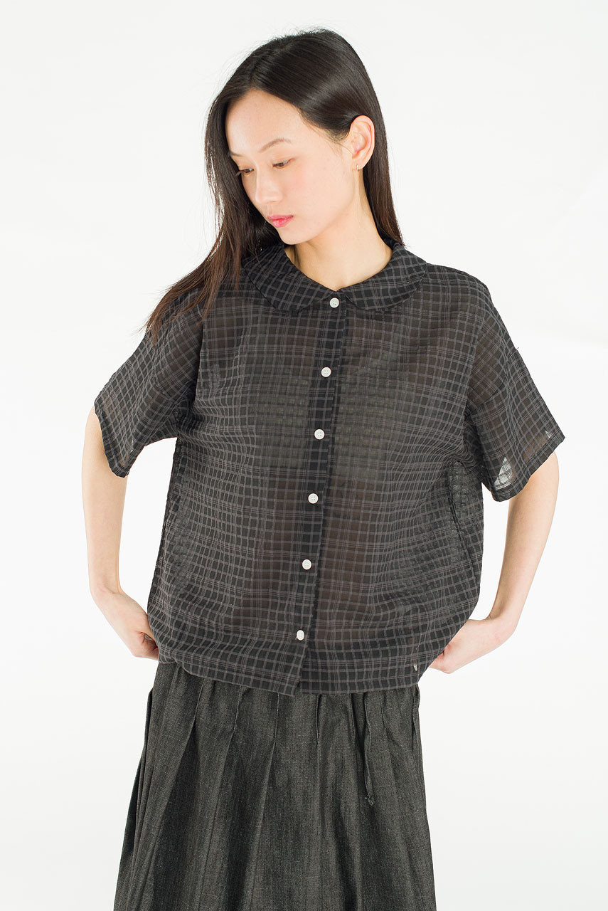 Glam Check Blouse, Black