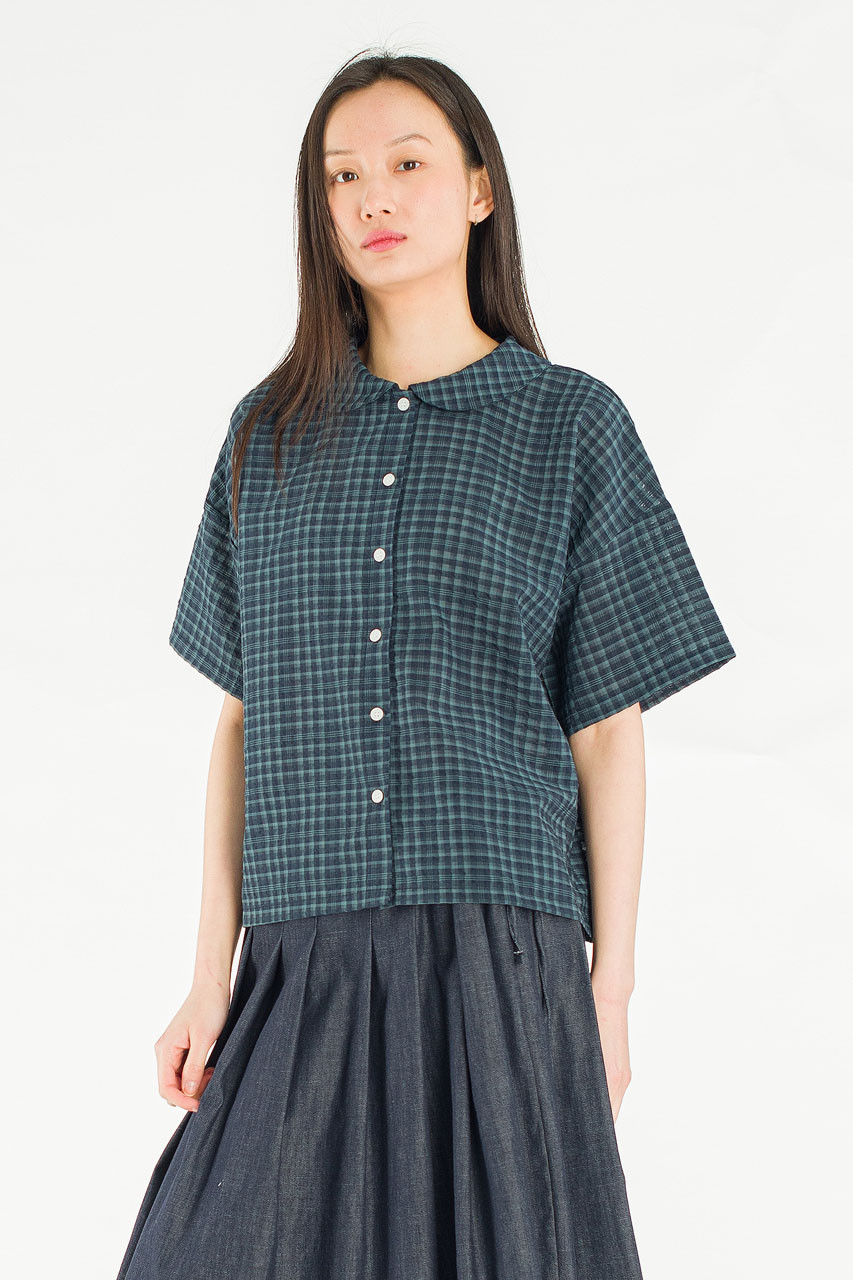 Glam Check Blouse, Green