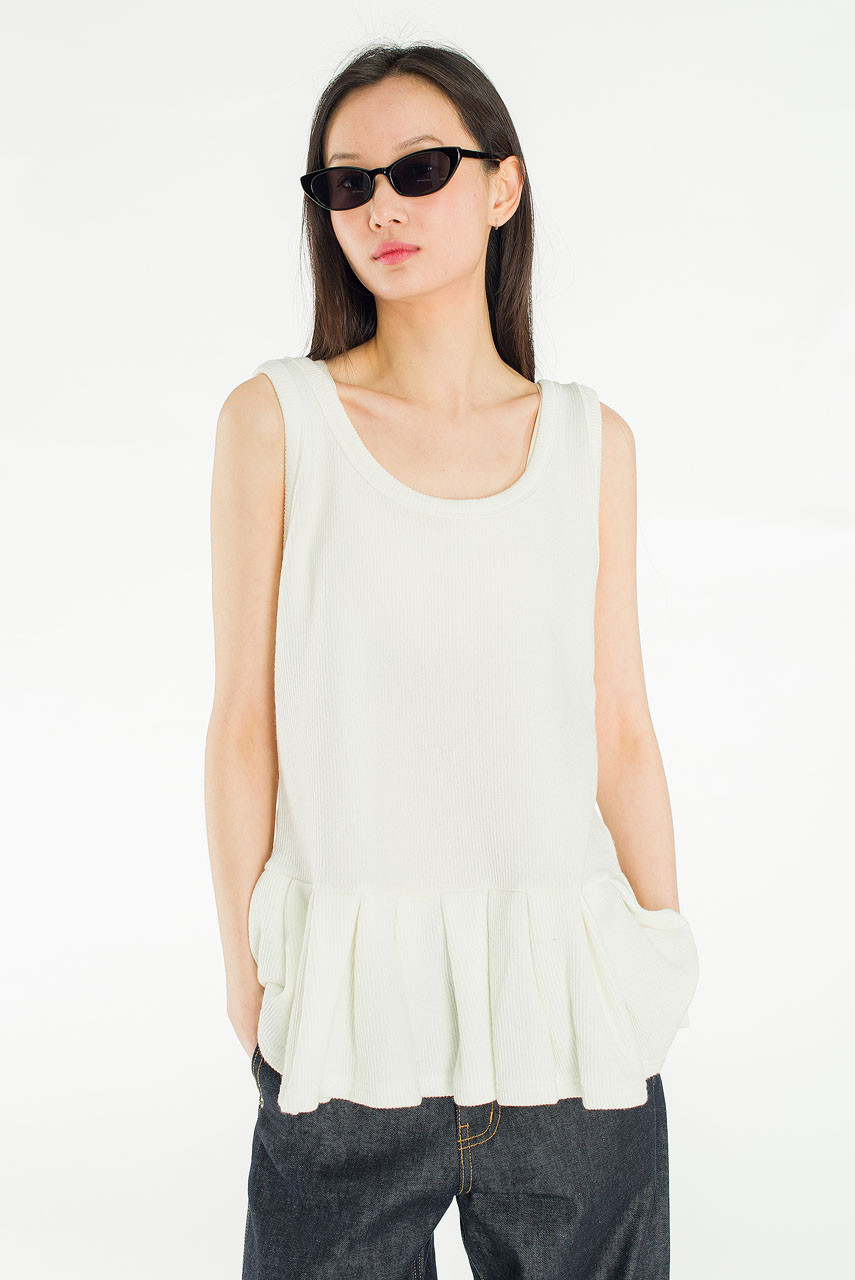 Miel Pleated Detail Tunic, Ivory