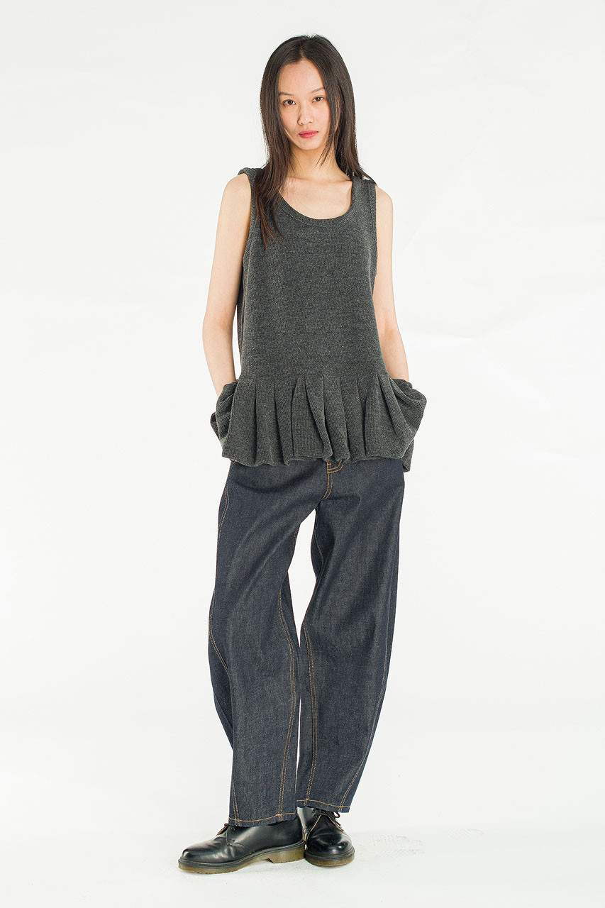 Miel Pleated Detail Tunic, Charcoal