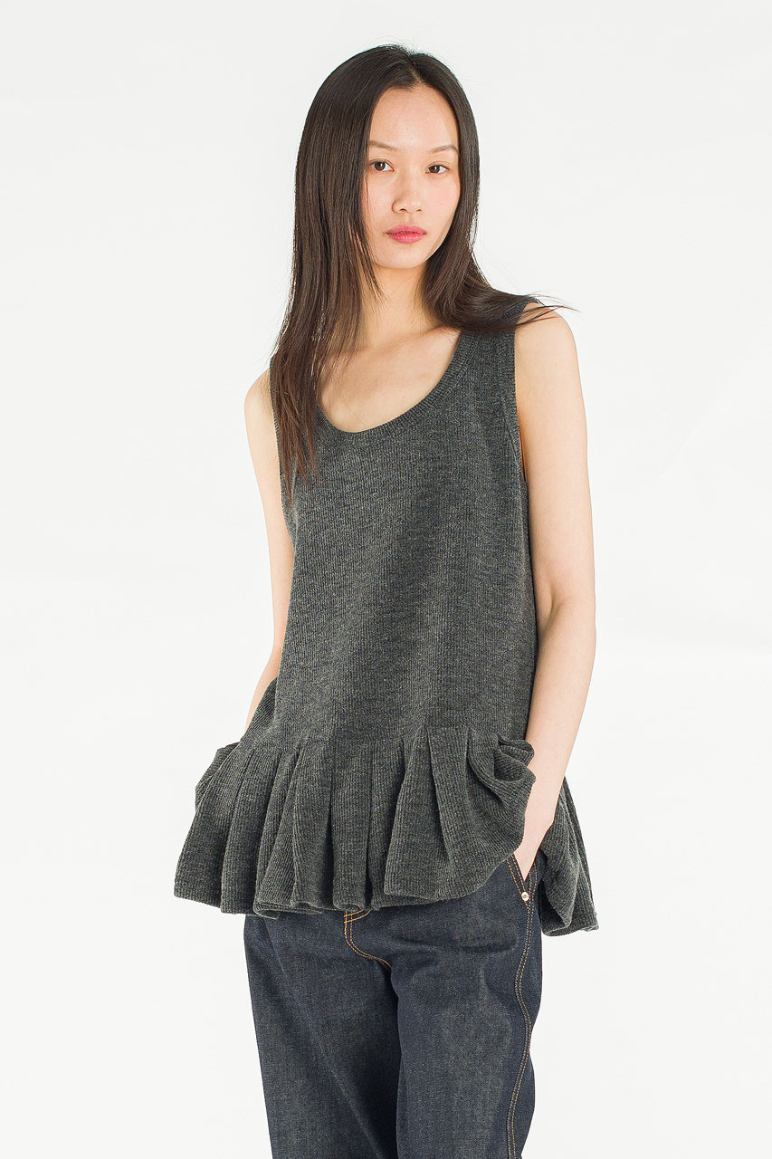 Miel Pleated Detail Tunic, Charcoal