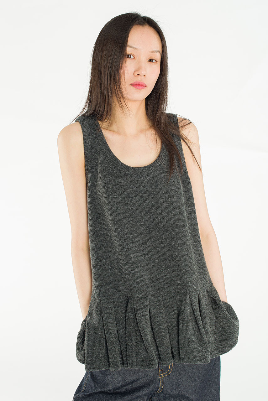 Miel Pleated Detail Tunic, Charcoal