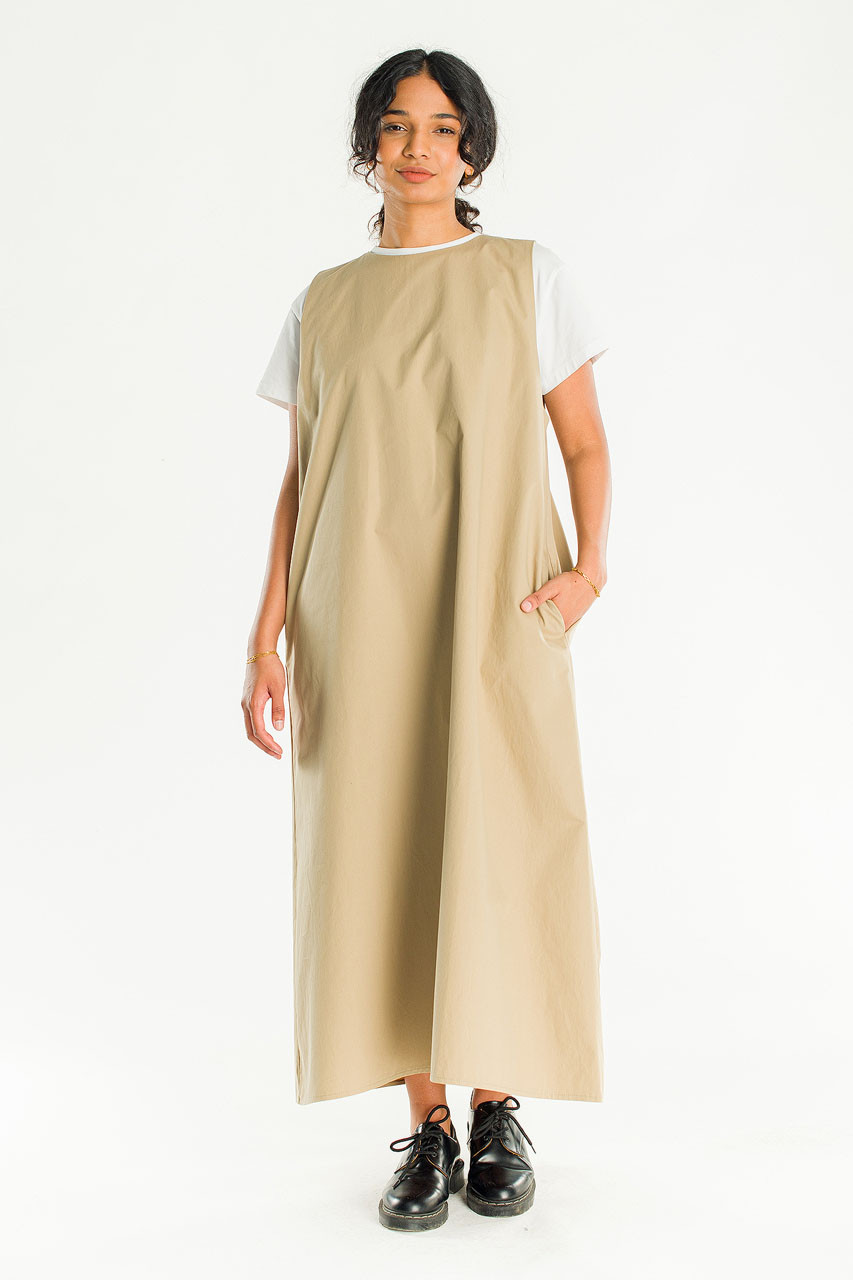 Slow Boxy Pinafore Dress, Sand