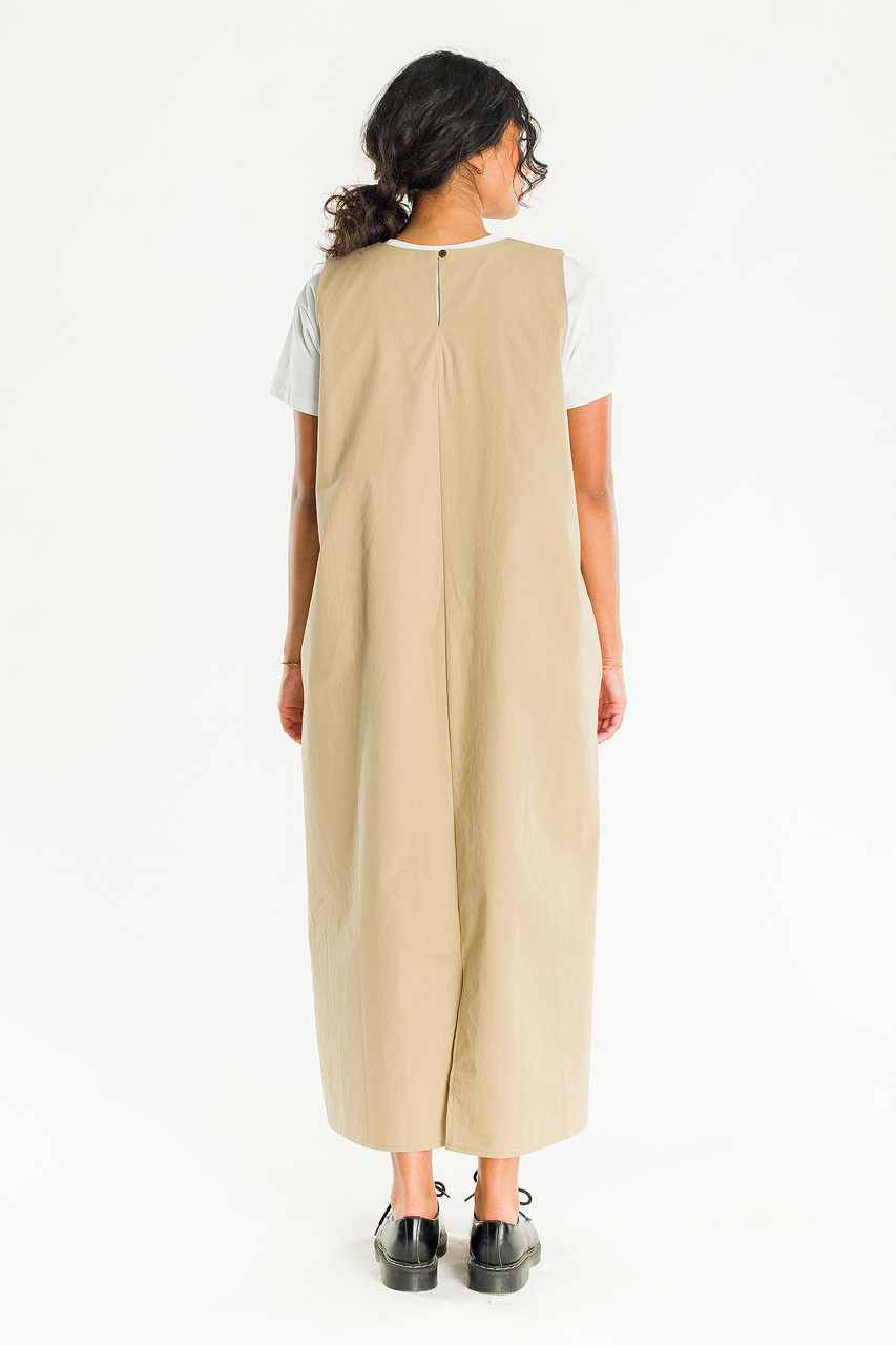 Slow Boxy Pinafore Dress, Sand