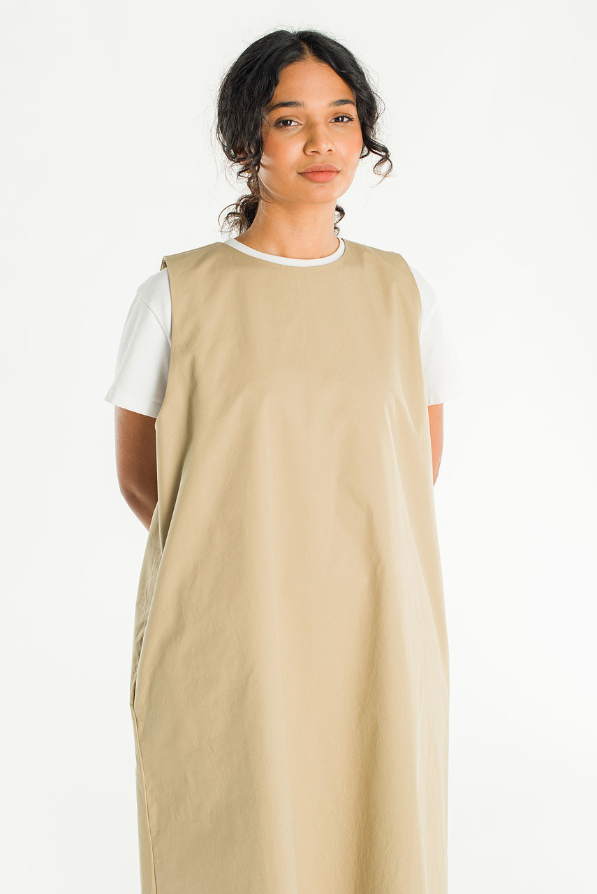 Slow Boxy Pinafore Dress, Sand