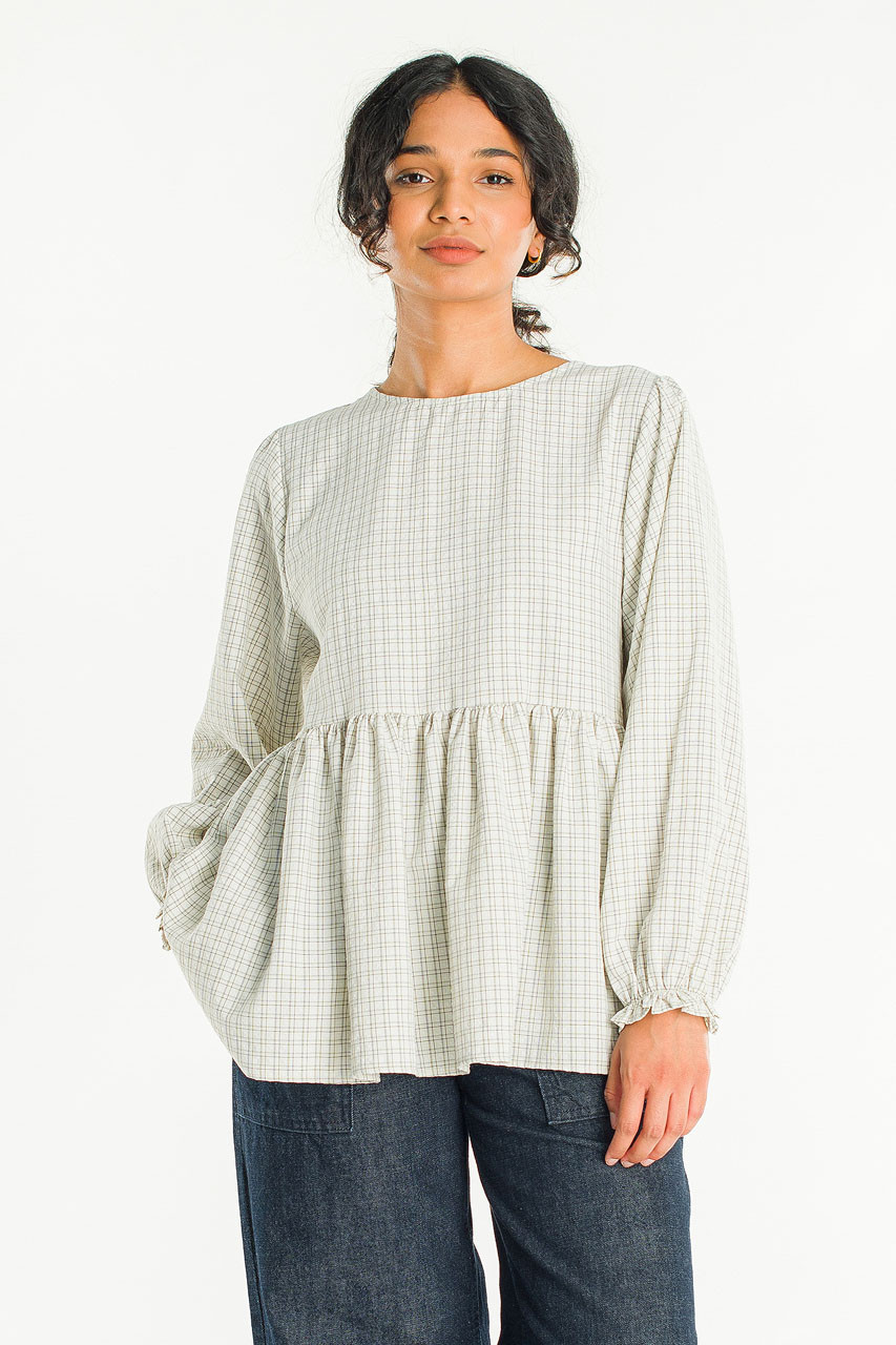 Check Baby Doll Tunic, Ivory