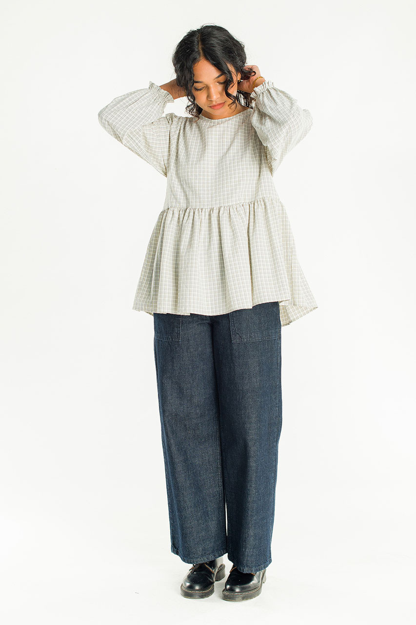Check Baby Doll Tunic, Ivory