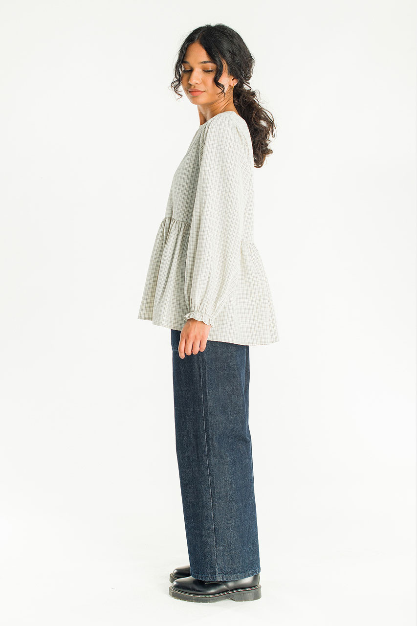 Check Baby Doll Tunic, Ivory