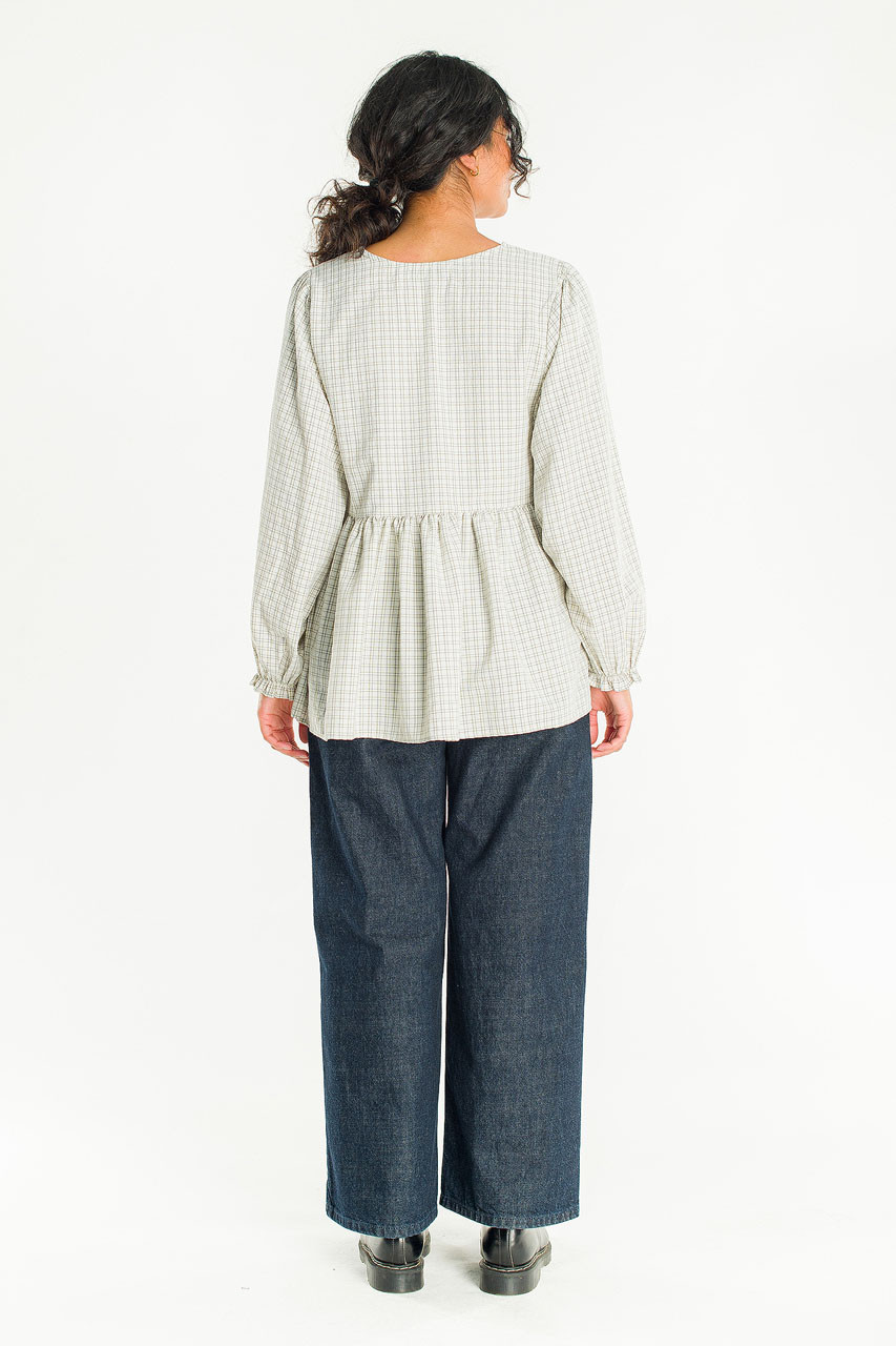 Check Baby Doll Tunic, Ivory