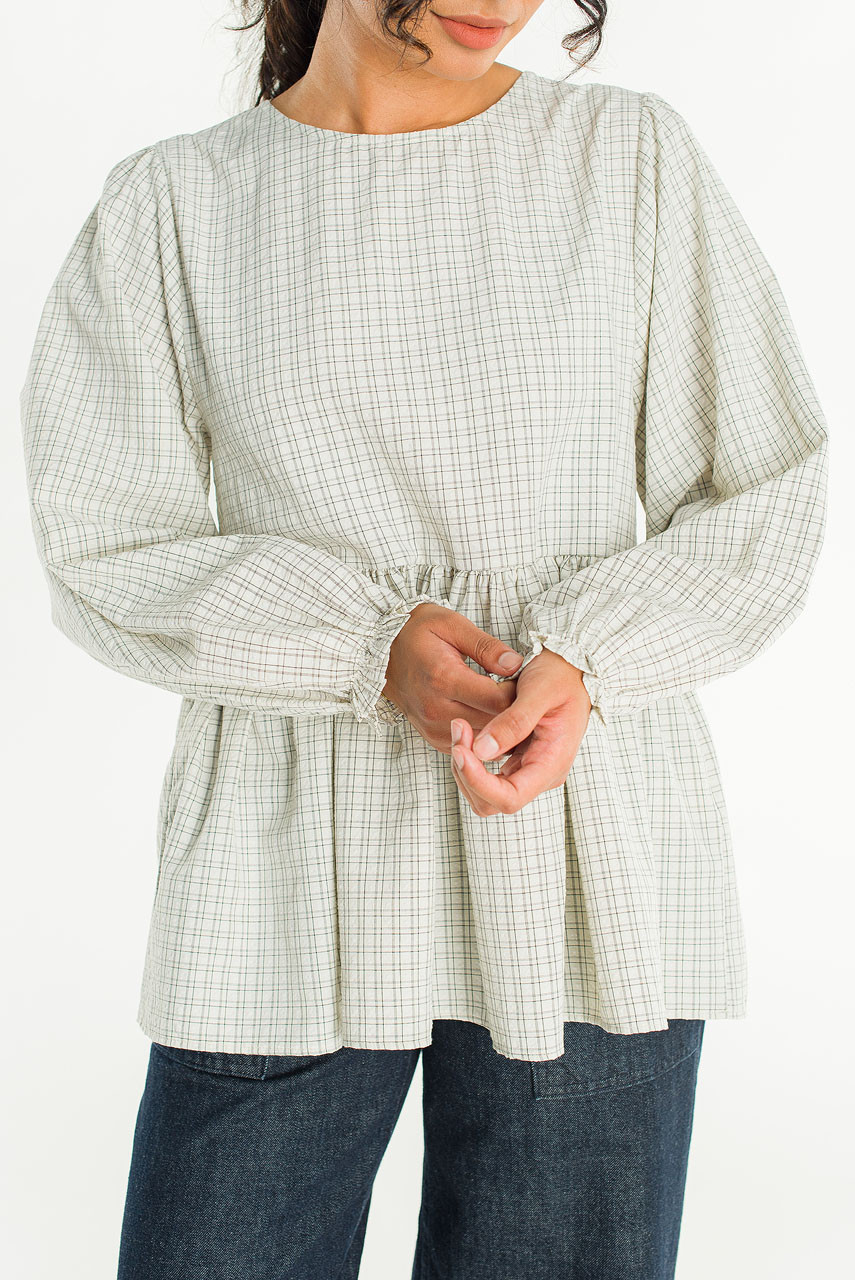 Check Baby Doll Tunic, Ivory