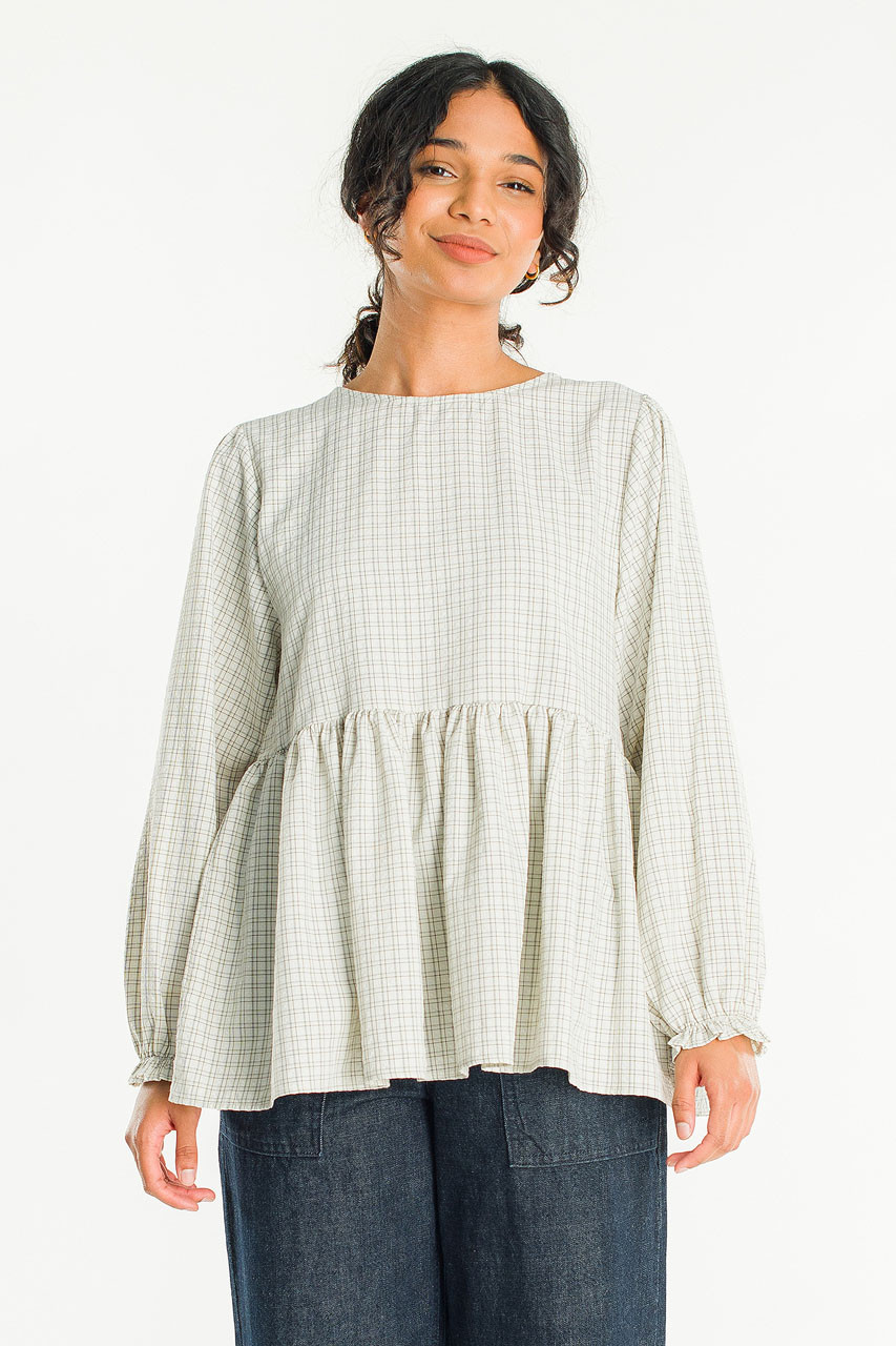 Check Baby Doll Tunic, Ivory