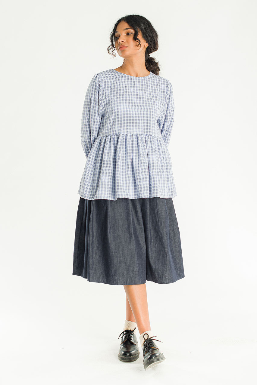 Check Baby Doll Tunic, Blue