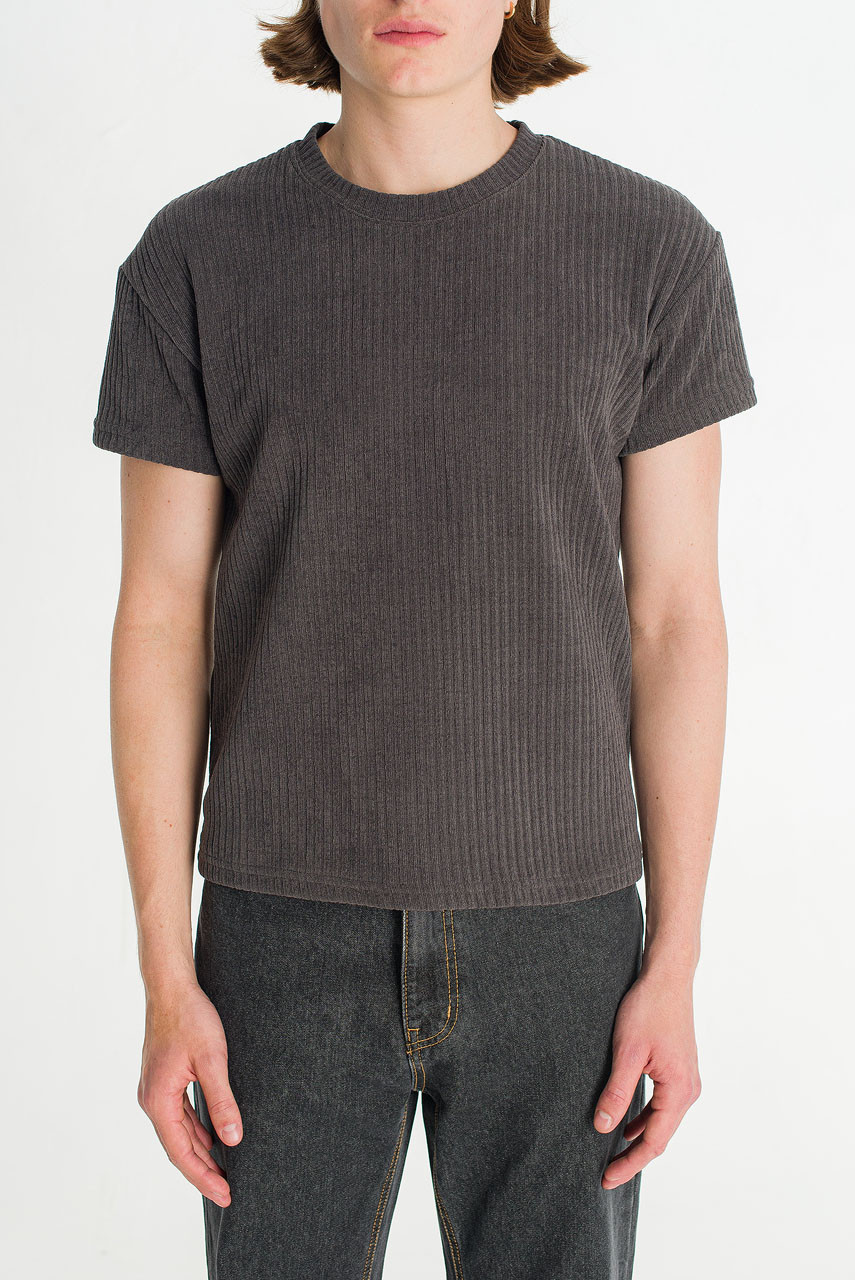 Menswear | Tonal Sheen Tee, Charcoal