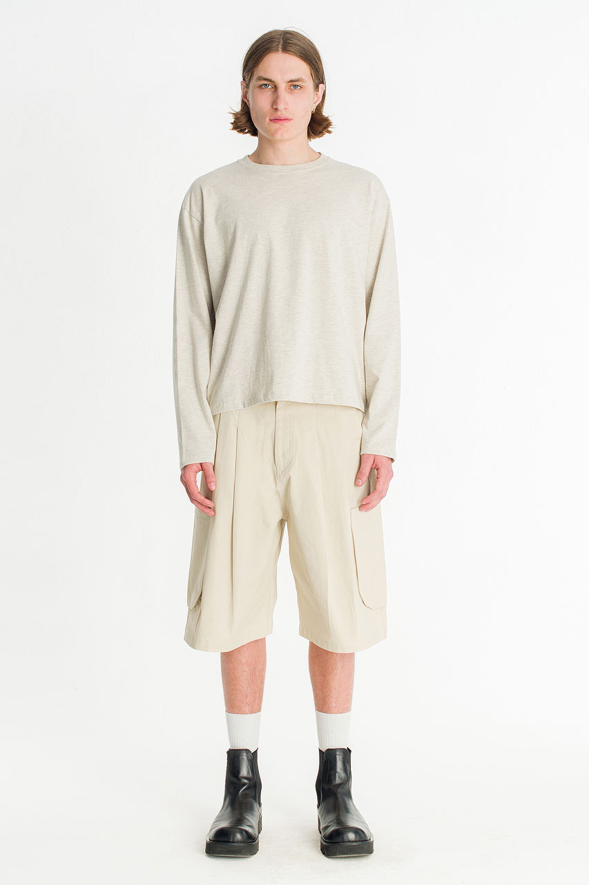 Menswear | Cropped Long-Sleeve Tee, Oat Melange