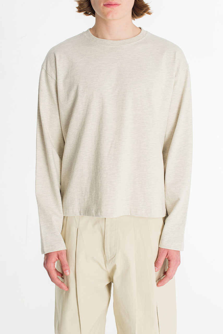 Menswear | Cropped Long-Sleeve Tee, Oat Melange