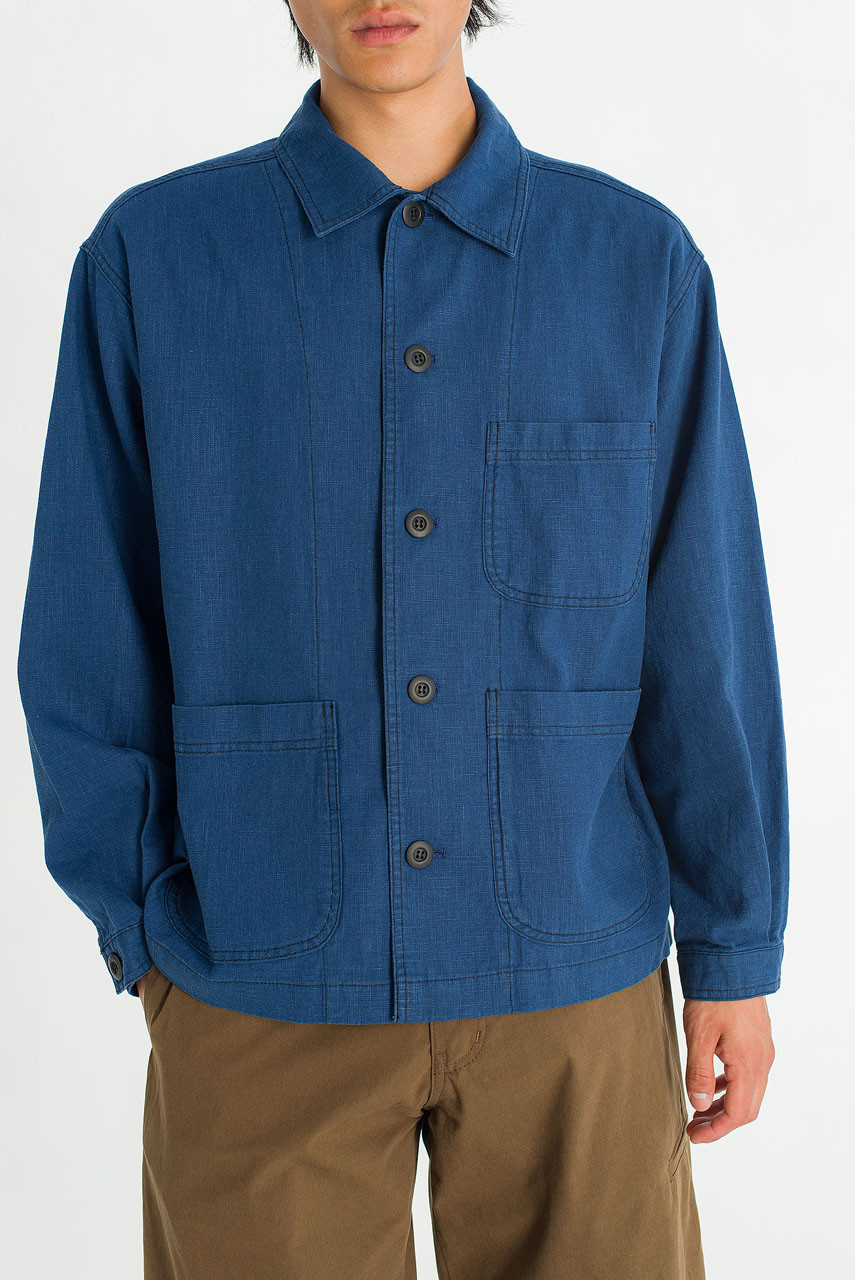 Menswear | Linen Workwear Jacket, Blue