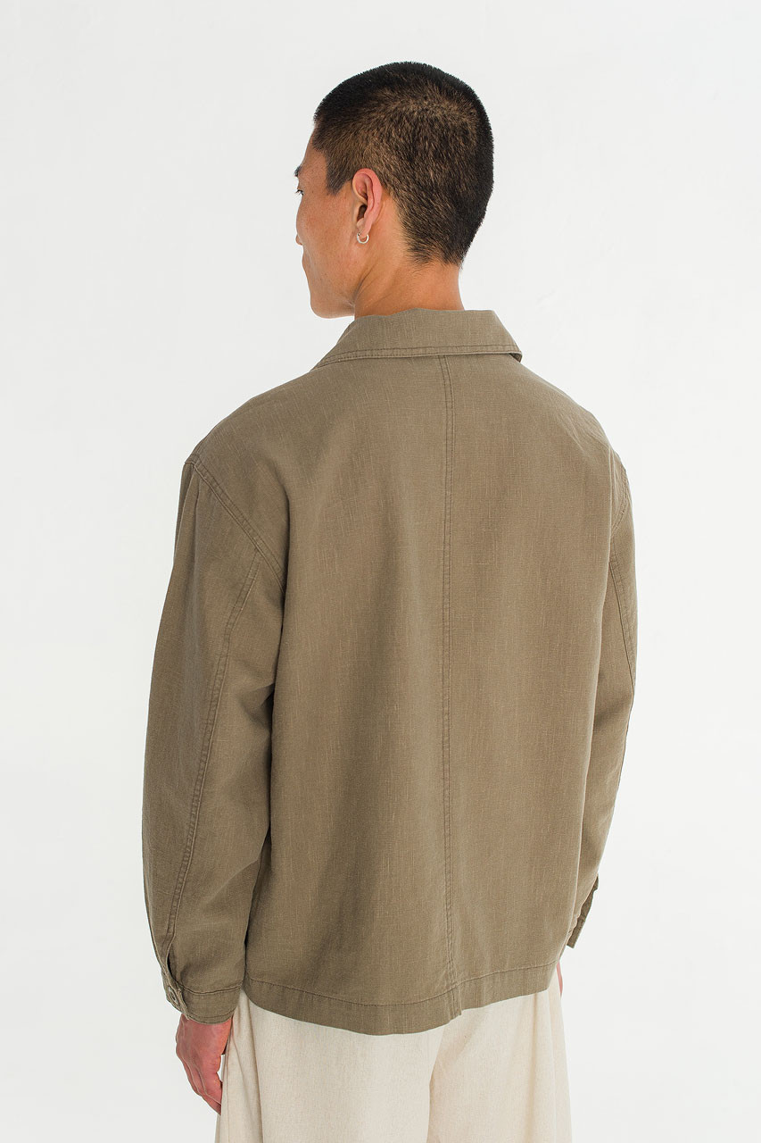 Menswear | Linen Workwear Jacket, Khaki