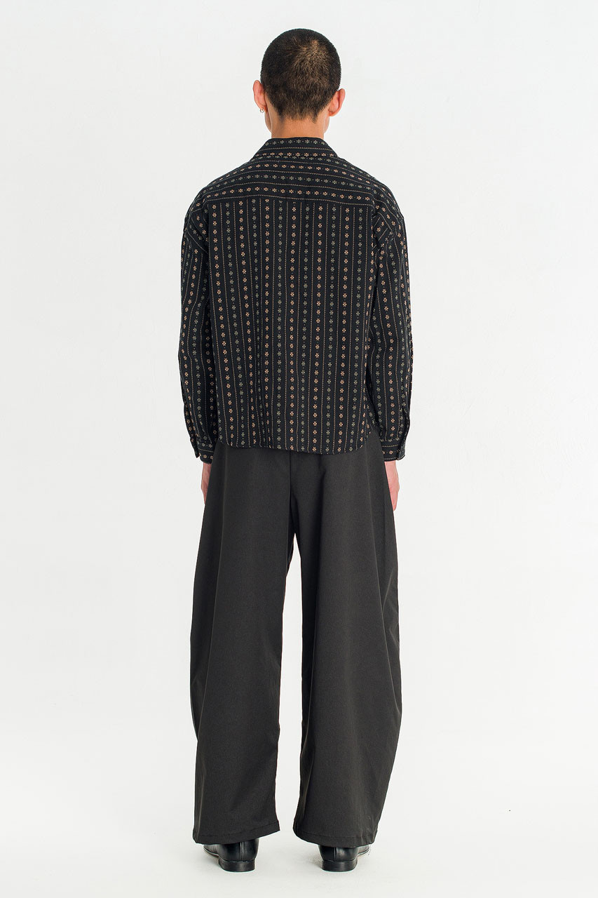 Menswear | Embroidered Crop Shirt, Black