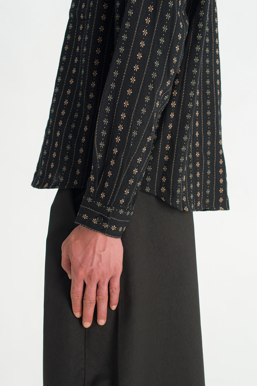Menswear | Embroidered Crop Shirt, Black